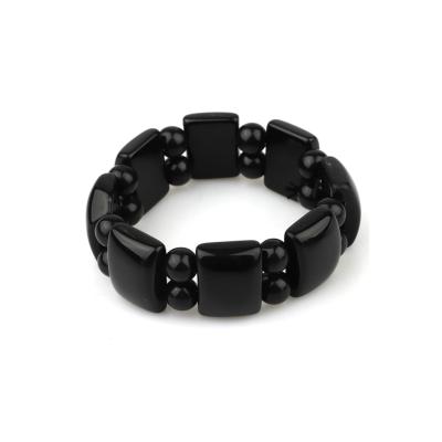 Black, Natural Stone Agate Bracelet, Square